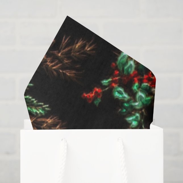 Seda Papel de tecido floral de Natal divertido (Sacola de presentes)