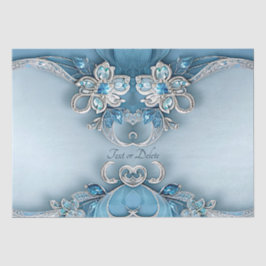 Seda Papel de Tecido Floral de Ornamentado Azul