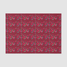 Papel De Tecido Floral De Vazio Vermelho Profundo