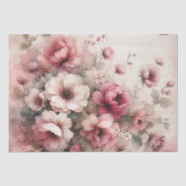 Seda Papel de Tecido Floral Inspirado na Vintagem Rosa
