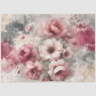 Seda Papel de Tecido Floral Inspirado por Vintagem Rosa