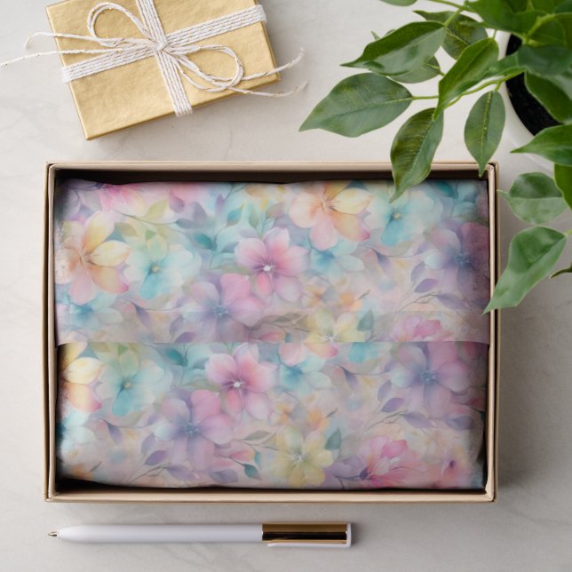 Seda Papel de Tecido Floral Pastel (Presente)