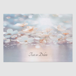 Seda Papel de Tecido Floral Pêssego Branco