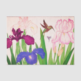 Seda Papel de Tecido Flores e Aves Marinhas