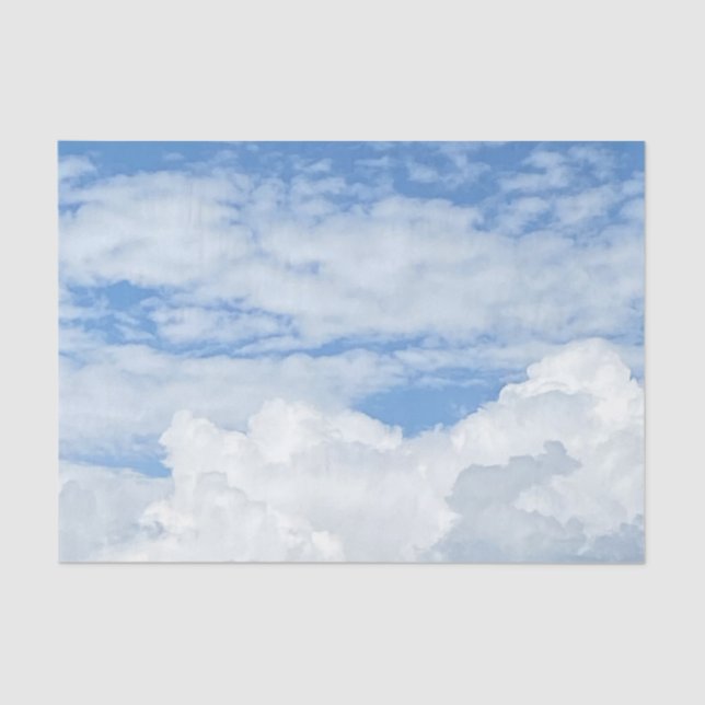 SEDA PAPEL DE TECIDO FOTOGRÁFICO DE NUVENS AZUIS (Frente )