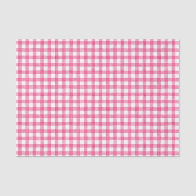 Seda Papel de Tecido Gingham, Cor de Água Rosa (Frente )