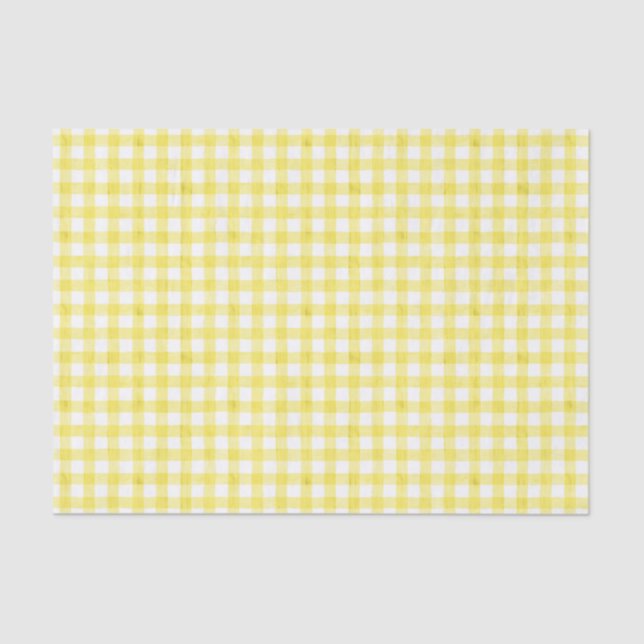 Seda Papel de Tecido Gingham de Aquarela Amarela (Frente )