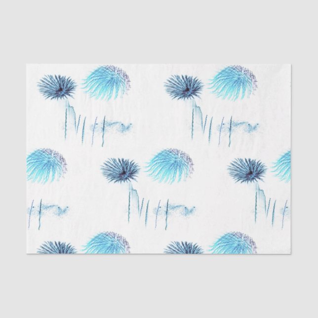 Seda Papel de Tecido Impressão de Fio Azul Fiesta (Frente )