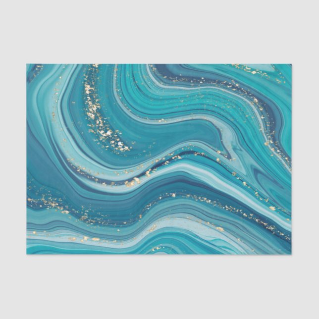 Seda Papel de Tecido Líquido Azul e Verde (Frente )