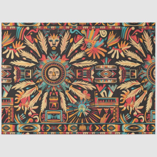 Seda Papel de Tecido Luxo "Aztec Dream" de Teal Radiant (Frente )