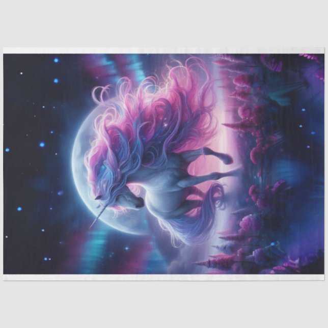 Seda Papel de Tecido Meadow da Unicorn à meia-noite (Frente )