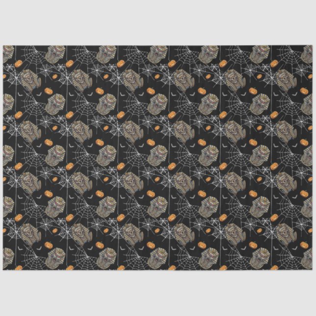 Seda 🖤 Papel de Tecido Mummy Preto - Faraó 🎃 👑 (Frente )