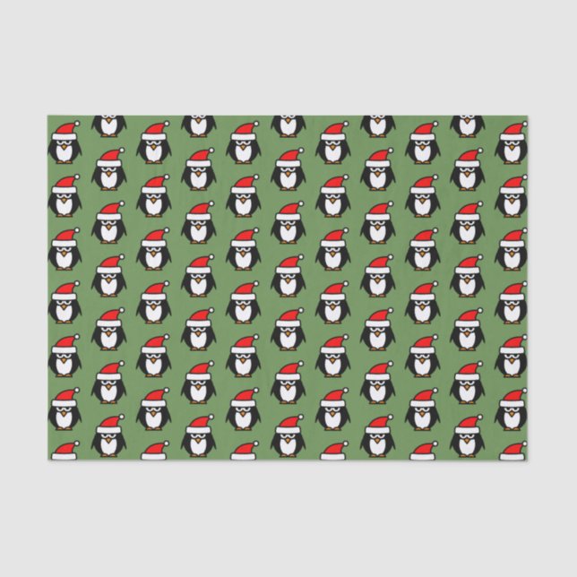 Seda Papel de tecido natalino com pinguim Papai noel en (Frente )