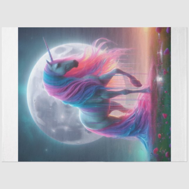 Seda Papel de Tecido Noturno da Lua Unicorn (Frente )
