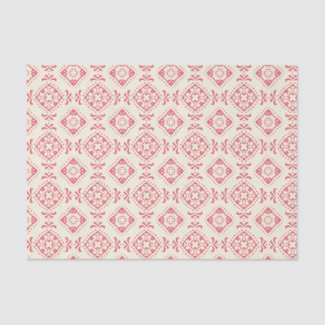 Seda Papel de Tecido Padrão Abstrato de Formas Vermelha (Frente )