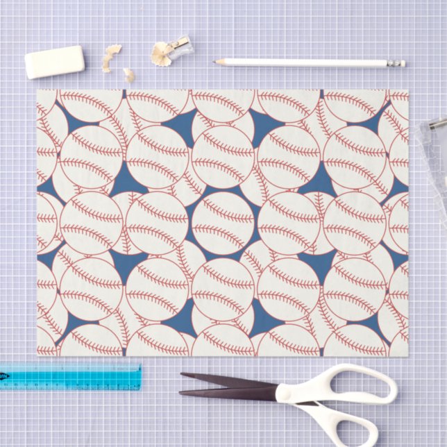 Seda Papel de Tecido Padrão Azul Baseball (Arte )