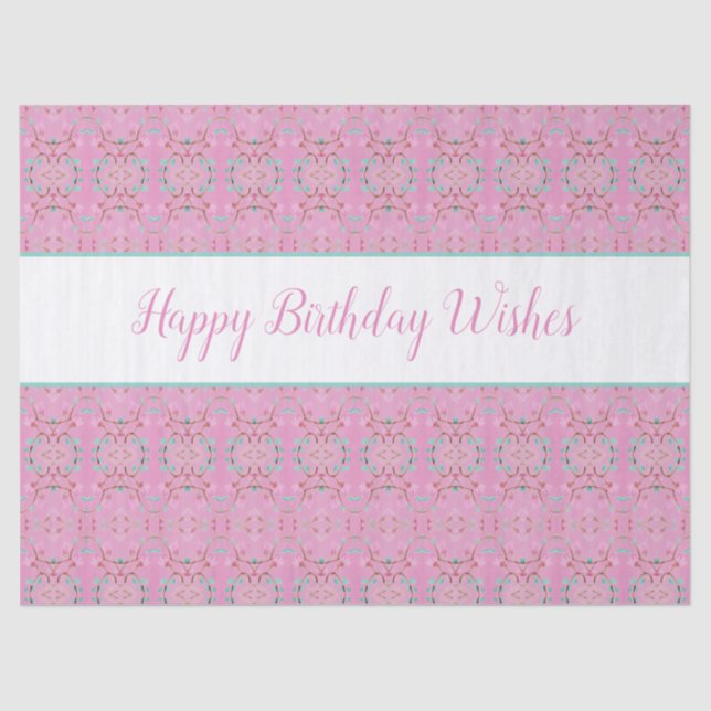 Seda Papel De Tecido Padrão Com Felizes Desejos De Aniv (Frente )