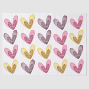 Seda Papel de Tecido para Decoupage - Corações Rosa, Li