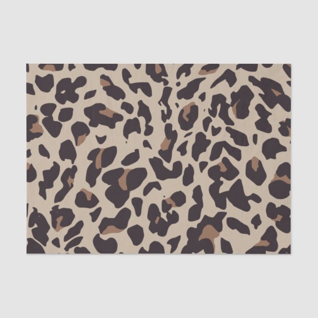 Seda Papel de Tecido para Impressão do Leopardo Castanh (Frente )