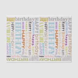 Seda Papel de Tecido para Tipografia Feliz de Aniversár