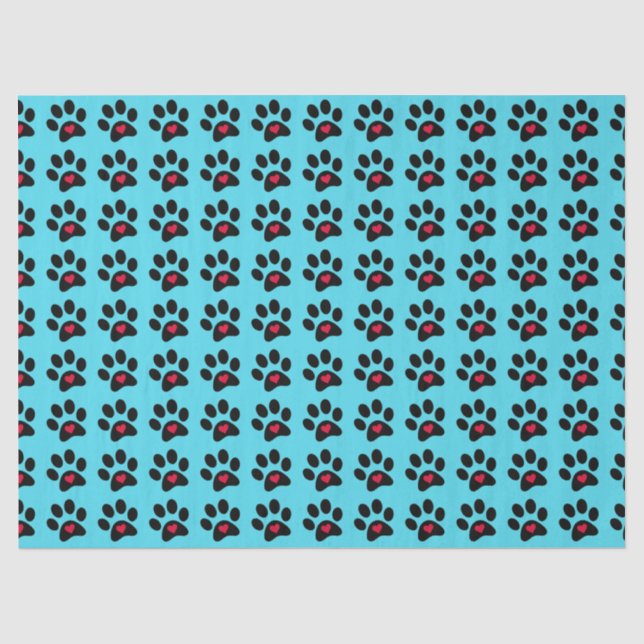 Seda Papel de Tecido "patas e coração" (Frente )