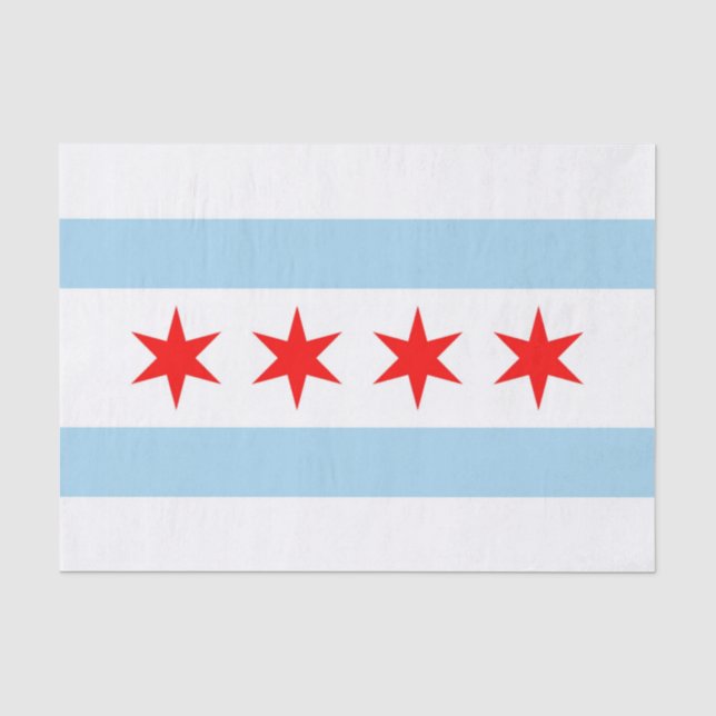 Seda Papel de tecido Patriótico com bandeira de Chicago (Frente )