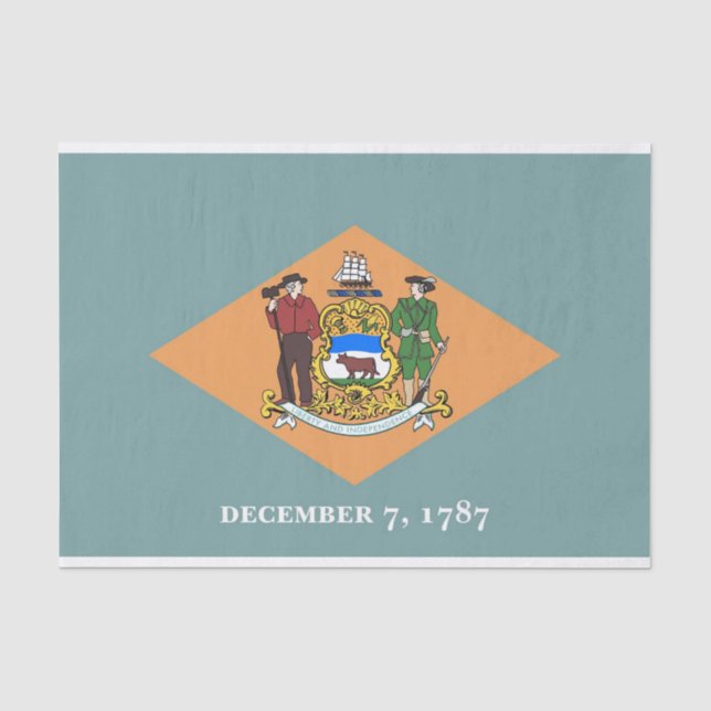 Seda Papel de tecido Patriótico com bandeira de Delawar (Frente )