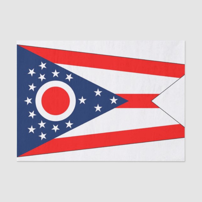 Seda Papel de tecido Patriótico com bandeira de Ohio (Frente )