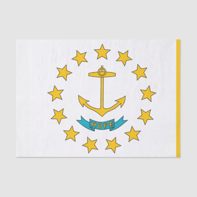 Seda Papel de tecido Patriótico com bandeira Rhode Isla (Frente )