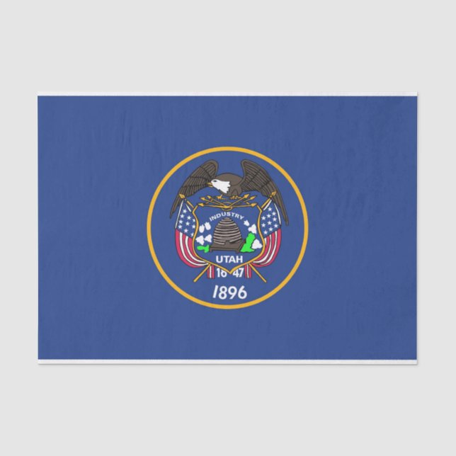 Seda Papel de tecido Patriótico com bandeira Utah, EUA (Frente )
