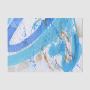Seda Papel de Tecido Pintado por Aquarela Blues 021