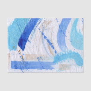 Seda Papel de Tecido Pintado por Aquarela Blues 022