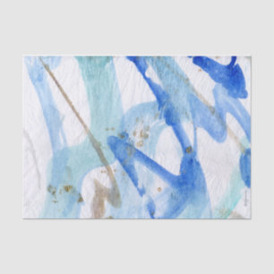 Seda Papel de Tecido Pintado por Aquarelas do Blues 002