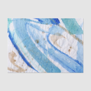 Seda Papel de Tecido Pintado por Aquarelas do Blues 006