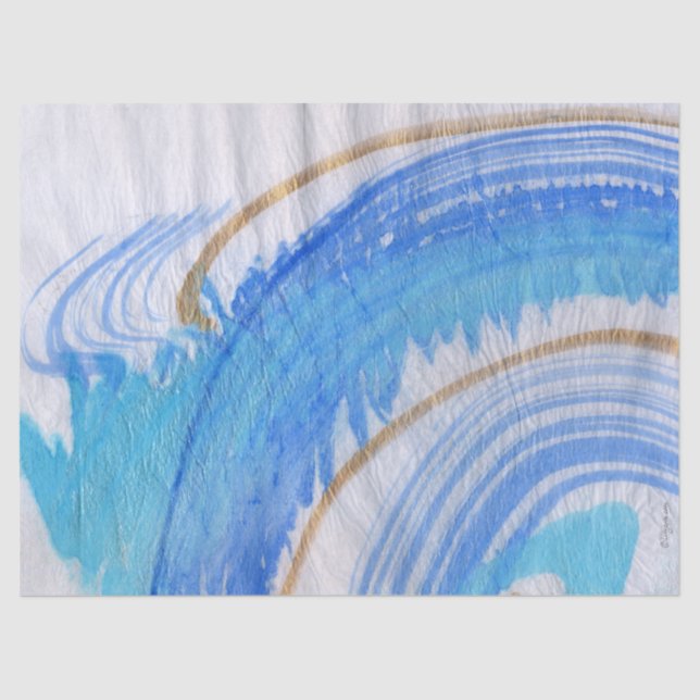 Seda Papel de Tecido Pintado por Aquarelas do Blues 016 (Frente )