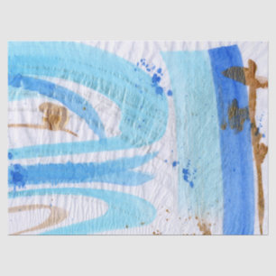 Seda Papel de Tecido Pintado por Aquarelas do Blues 018