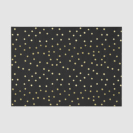 Seda Papel de Tecido Polkadot Dourado e Preto Confetti