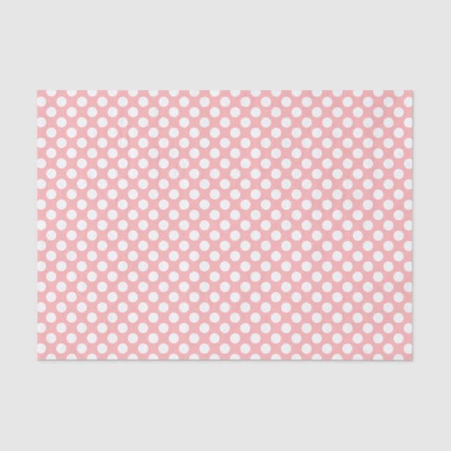 Seda Papel de Tecido Polkadots Cor-de-Rosa e Branco (Frente )
