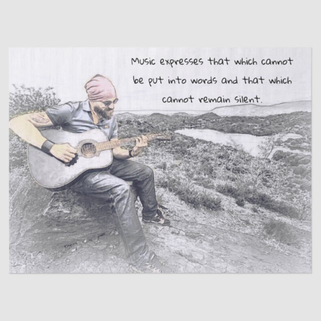 Seda Papel de Tecido Presente com Músico (Frente )