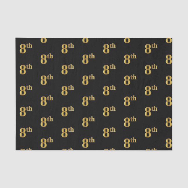 Seda Papel de Tecido Preto, Faux Dourado 8º (Oitavo) (Frente )