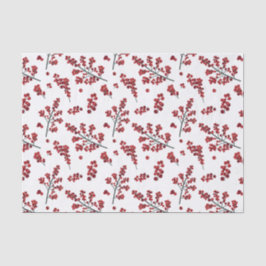 Seda Papel de Tecido Red Holly Berries Ilustrado