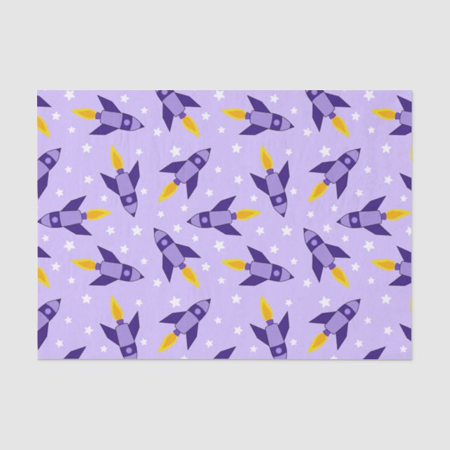 Seda Papel de Tecido Retro-Foguete Roxo (Frente )