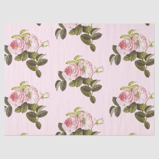 Seda Papel de Tecido Romântico Design 15 Série Rosa (Frente )