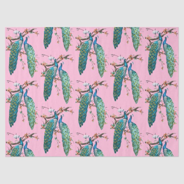 Seda Papel de Tecido Rosa Design da Série Peacock 6 (Frente )