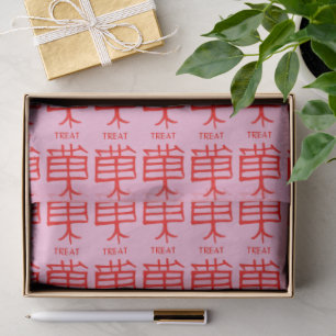 Seda Papel de tecido rosa vermelho do Kanji Treat