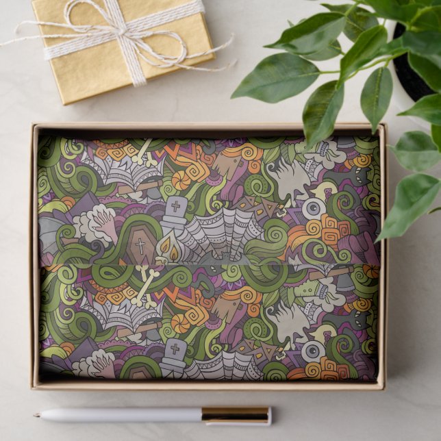 Seda Papel de Tecido Spooky Halloween de 10 lb, Branco (Presente)