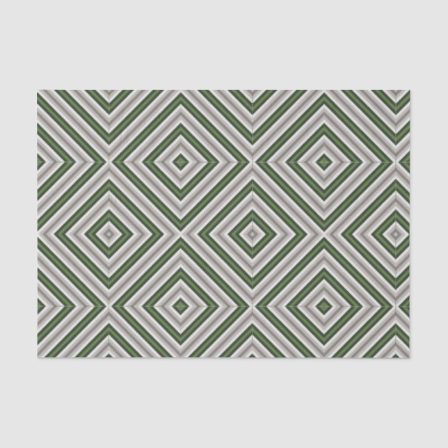 Seda Papel de Tecido Verde Geométrico (Frente )