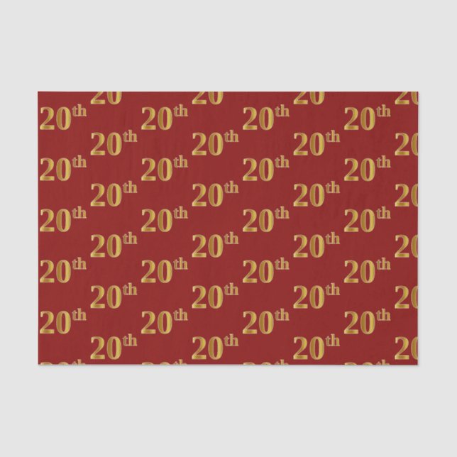 Seda Papel de Tecido Vermelho, Faux Dourado 20 (20) (Frente )