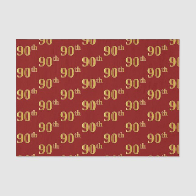 Seda Papel de Tecido Vermelho, Faux Dourado 90 (90) (Frente )