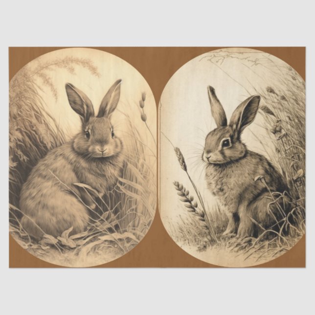 Seda Papel de Tecido Vintage Bunnies (Frente )